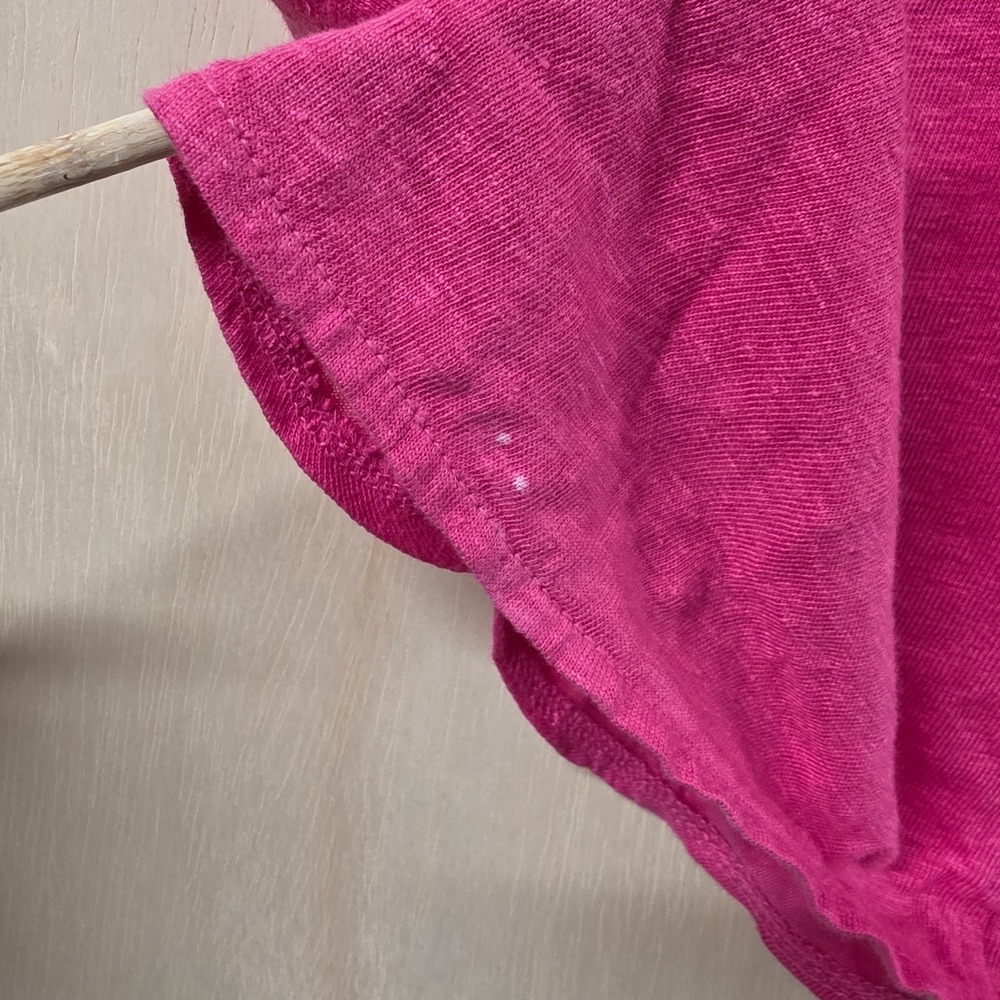 Tahari Womens Pink 100% Linen V-Neck Short Sleeve Seam Detail Top Size L - Picture 3 of 11